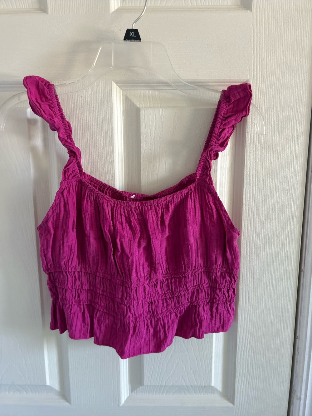 Women’s Fuchsia Ruffle Strap Crop Top
